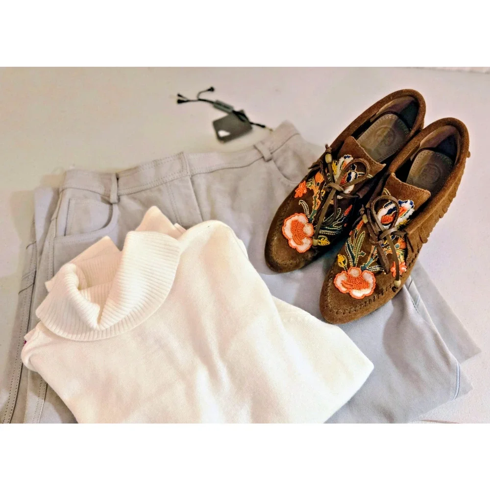 Alberta Ferretti vintage detailed suede leather size 6 pant Y2K NWT - Picture 10 of 14